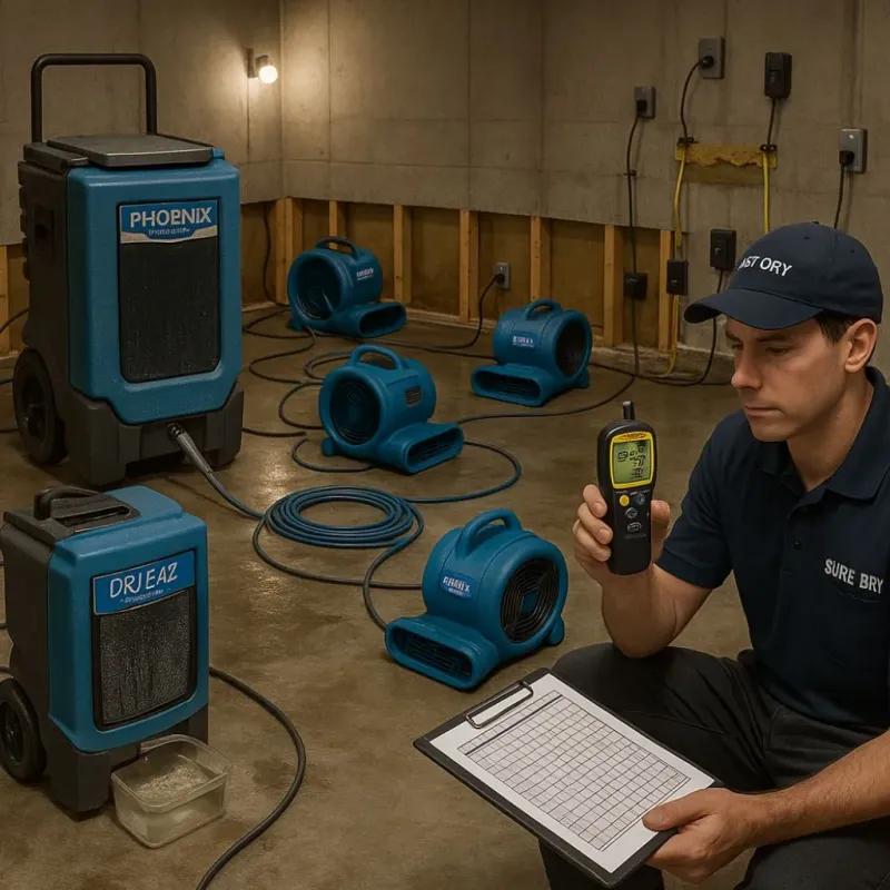 Structural Drying and Dehumidification process in Walton, IN